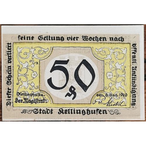 Billet Allemagne 50 Pfennig 08/1920 Kellinghusen Grm 688,1