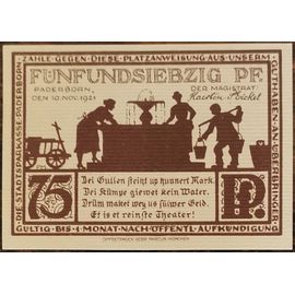 Billet Allemagne 75 Pfennig 11/1921 Paderborn Grm 1043,5 3/5