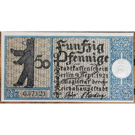 Billet Allemagne 50 Pfennig 09/1921 Berlin Grm 92,1 5/20