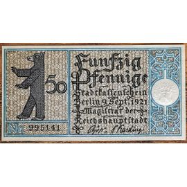 Billet Allemagne 50 Pfennig 09/1921 Berlin Grm 92,1 7/20