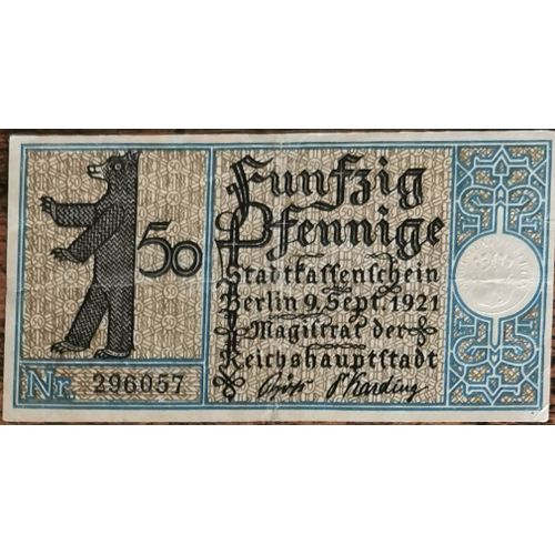 Billet Allemagne 50 Pfennig 09/1921 Berlin Grm 92,1 14/20