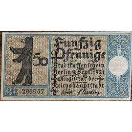 Billet Allemagne 50 Pfennig 09/1921 Berlin Grm 92,1 14/20