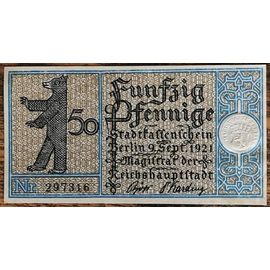 Billet Allemagne 50 Pfennig 09/1921 Berlin Grm 92,1 17/20