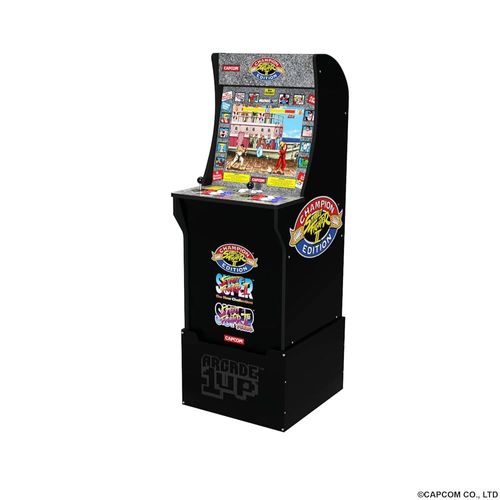 Arcade1Up Avec Réhausseur - Borne D'arcade 3 Jeux vidéos : Street Fighter II Champion Edition, Street Fighter II The New Challengers, Street Fighter II Turbo.