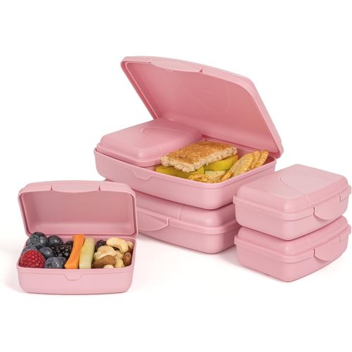 Lot De 6 Boîtes À Déjeuner Plates - Pour Enfants Et Adultes - Avec Compartiments - Rose