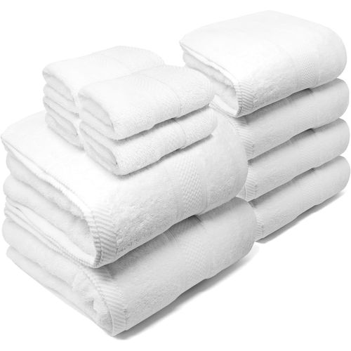 Kalanka-\U2013lot 10 Serviette De Bain 100% Coton Oeko-Tex® : 4 De Toilette, 4 De Main, 2 De Douche - Serviettes De Bain Grande Taille, Drap De Bain Doux Et Absorbant, Linge De Bain.