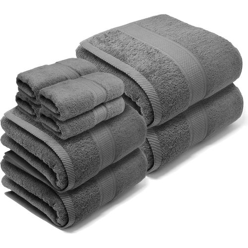 Kalanka-\U2013lot 8 Serviette De Bain 100% Coton Oeko-Tex® : 4 De Toilette, 2 De Main, 2 De Douche - Serviettes De Bain Grande Taille, Drap De Bain Doux Et Absorbant, Linge De Bain.
