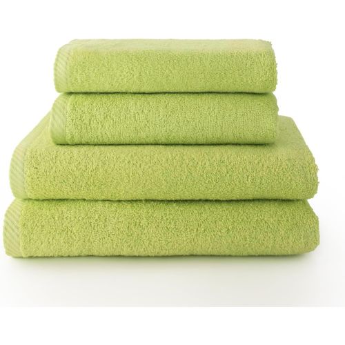 Kalanka-- Combo - Lot De 2 Serviettes De Toilette Et 2 Serviettes De Bain Ou Douche - 100% Coton - 400 G/M² - Citron Vert