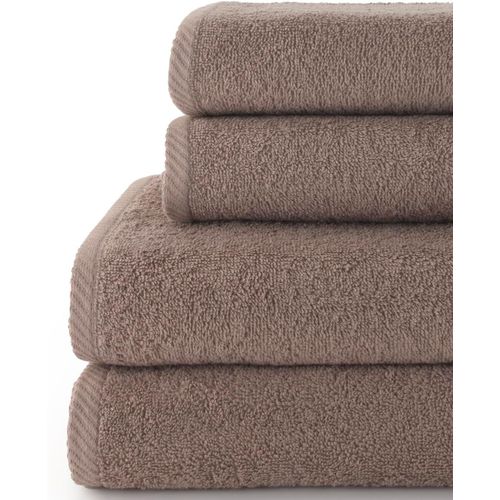 Kalanka-- Combo - Lot De 2 Serviettes De Toilette Et 2 Serviettes De Bain Ou Douche - 100% Coton - 400 G/M² - Vison