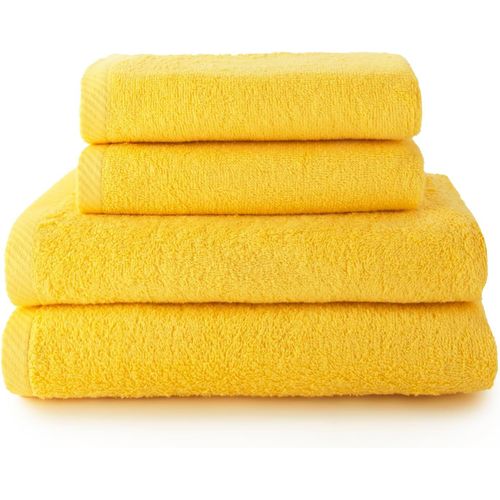 Kalanka-- Combo - Lot De 2 Serviettes De Toilette Et 2 Serviettes De Bain Ou Douche - 100% Coton - 400 G/M² - Citron