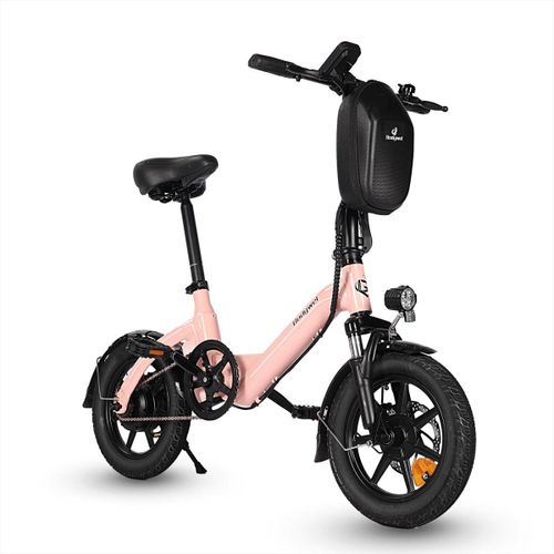 Mini Vélo Électrique Pliable Bodywel T16 Pro, 35,5 Cm, 250 W, 36 V, 7,8 Ah, Pour Les Trajets Quotidiens, Rose