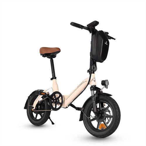Mini Vélo Électrique Pliable Bodywel T16 Pro, 35,5 Cm, 250 W, 36 V, 7,8 Ah, Pour Les Trajets Quotidiens, Beige