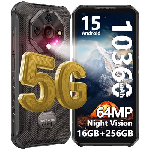 Ulefone Armor X16 Pro(2025)Telephone Portable Incassable Android 15, 5G AI Smartphone Incassable 10360mAh, 16Go+256Go/TF 2To T¿¿l¿¿phone Antichoc 64MP+25MP Vision nocturne, ¿¿cran 6.56"" HD+/120HZ/NFC/GPS