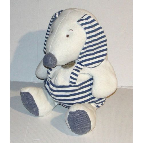 doudou chien range pyjama rayé bleu peluche doudou et compagnie