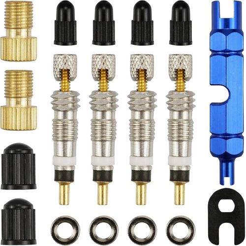 Sept-18 Pcs Adaptateur De Valve Presta À Schrader Universel Presta Valve Cores Adaptateurs De Valve De Vélo Valve D'insertion De Vélo Valve Tubeless Vtt Et Clé De Valve De Vélo Pour Vélo Vtt