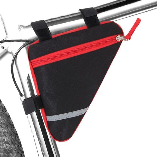 Sept-Sac Triangle Vélo, Sac De Cadre De Tube Avant De Vélo Étanche, Décoration Réfléchissante Double Face Rend La Conduite De Nuit Plus Sûre (Rouge)