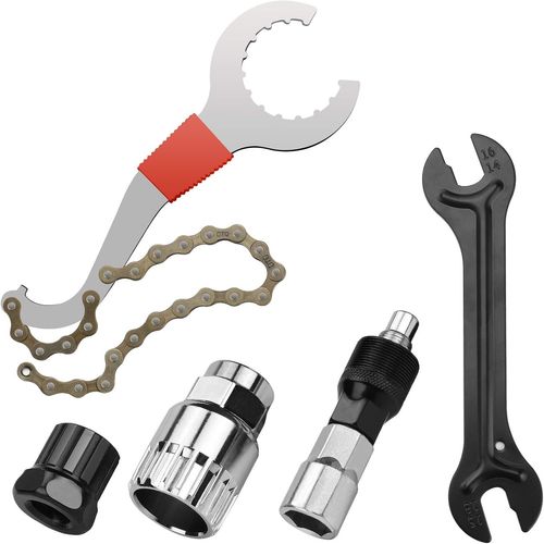 Sept-Kit De Réparation Pour Changer Les Cassettes Et Boîtiers De Pédalier Du Vélo Et Du Vtt Fouet À Chaîne/Démonte Cassette/Extracteur Du Pédalier/Extracteur De Manivelle/Clé