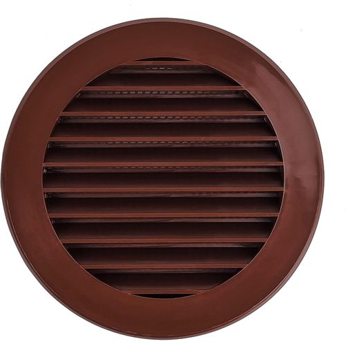 SEPT-Grille d'Aération Ronde 100mm - Marron Grille de Ventilation en Plastique - Registre d'évacuation d'air avec Bride - Couvercle d'évent Interne pour Mur et Plafond