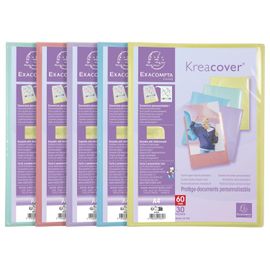 Exacompta Protège-Documents En Polypropylène Kreacover Pastel 60 Vues - A4 - Couleurs Aléatoires