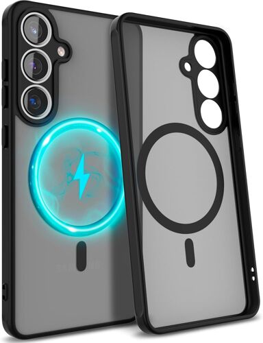 KALANKA-Case pour Samsung Galaxy S24 [Compatible avec MagSafe] - Coque de téléphone Portable Hybride magnétique - Coque Rigide Transparente en Noir