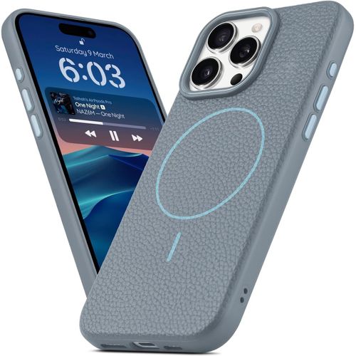 Tea-Coque Pour Iphone 16 Pro, Compatible Avec Magsafe, Etui Fine Tpu Résistante Aux Chocs, Étui Magnétique Pour Iphone 16 Pro, Protection Contre Les Chutes, Bleu-Gris