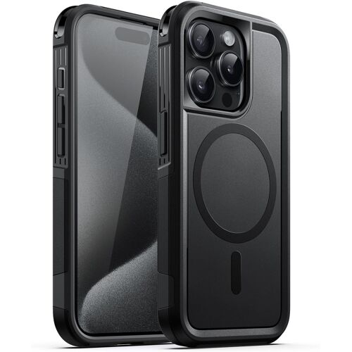 SJZG-Coque Pour Iphone 15 Pro 6,1 Pouces Compatible Avec Magsafe, Protection Robuste Double Couche À Usage Intensif, Housse Étui De Protecteur Antichoc Dur Magnétique (Noir)