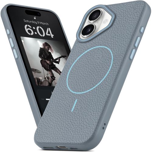 Tea-Coque Pour Iphone 16 Plus, Compatible Avec Magsafe, Etui Fine Tpu Résistante Aux Chocs, Étui Magnétique Pour Iphone 16 Plus, Protection Contre Les Chutes, Bleu-Gris