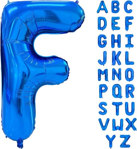 SJZG-Grand Ballon Alphabet Bleu En Mylar À L'Hélium, 101 Cm, Bleu, Lettres De L'Alphabet, Pour Anniversaire, Douche Nuptiale, Décoration D'Anniversaire (Lettre F)