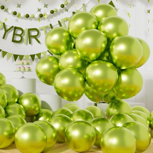 Ballon Vert Lime Hélium: Lot de 50 Ballons Anniversaire Vert Néon 30cm Ballons de Baudruche en Latex Homme Garçon Ballon Gonflable Décoration pour Baby Shower Jungle Dinosaure
