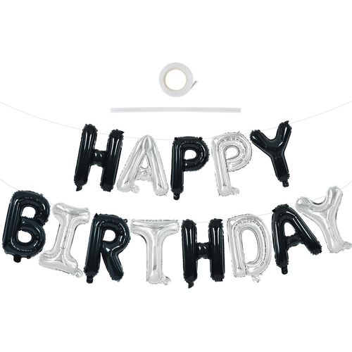 Bannière De Ballons « Happy Birthday » Avec Paille En Ruban - 40,6 Cm En Mylar - Bannière Réutilisable Pour Filles, Garçons, Enfants Et Adultes - Fournitures D'Anniversaire Et D'Halloween