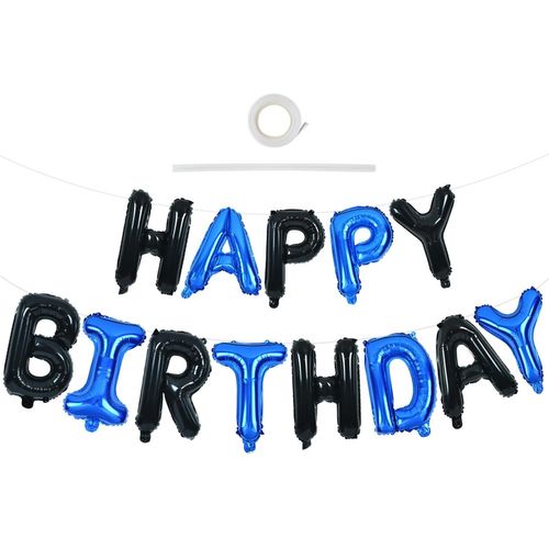 Bannière De Ballons « Happy Birthday » Avec Paille En Ruban - 40,6 Cm En Mylar - Bannière Réutilisable Pour Filles, Garçons, Enfants Et Adultes - Fournitures D'Anniversaire Et D'Halloween