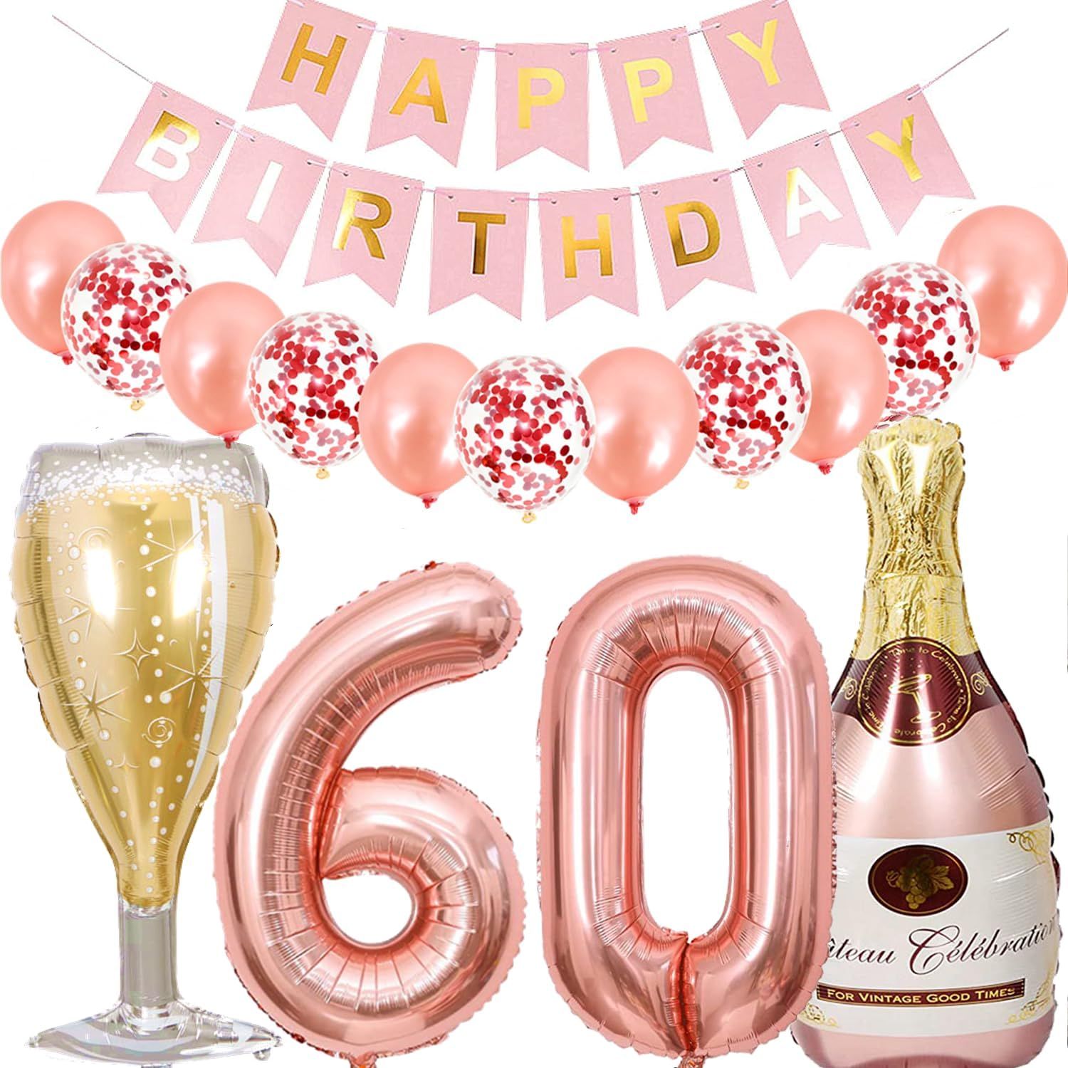 Décoration 60 Ans Anniversaire Noir Rouge,Ballon 60 Ans Anniversaire
