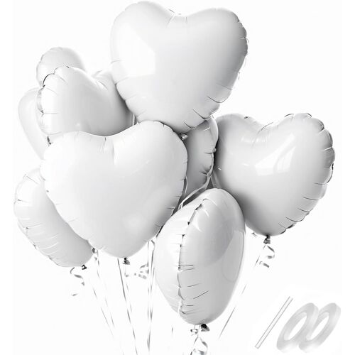 SJZG-Lot De 24 Ballons Blancs En Forme De Coeur - 45,7 Cm - Peuvent Être Remplis D'Hélium - Parfaits Pour La Décoration De Mariage, La Saint-Valentin, Les Fêtes Prénatales Et Les Ballons