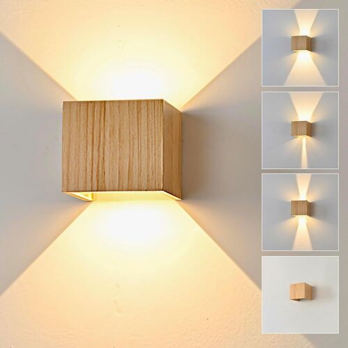 Applique Murale Led Intérieur 6w Bois,Éclairage Mural Applique Led Blanc Chaud 3000k,Lampe Murale Vintage Up Down Luminaire Rétro Pour Escalier Entrée Terrasse Dangle Salon 1pcs