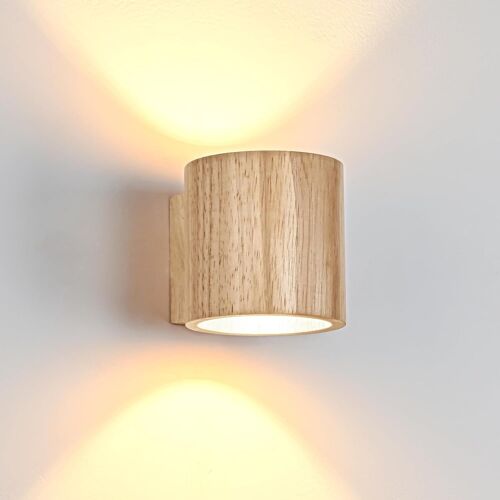 Applique Murale Led Intérieur 6w Bois,Rond Éclairage Mural Applique Led Blanc Chaud 3000k,G9 Remplaçable Lampe Murale Vintage Luminaire Pour Escalier Entrée Terrasse Dangle Salon 1pcs
