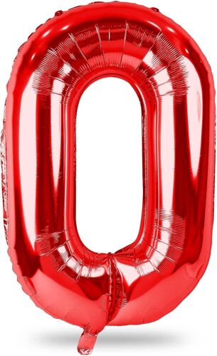 SJZG-Grands Ballons Rouges En Forme De Chiffres Pour Filles - 101,6 Cm - Grand Format - Numéro 0 - Film Aluminium Mylar - Auto-Gonflant - Ballons Numéros 0 À 9 - Pour Hommes Et Femmes - Pour Annivers