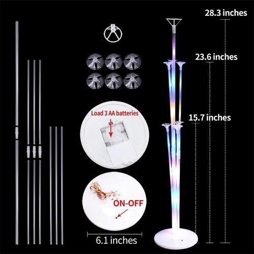 ChicSlick-Lot De 4 Supports De Ballons Led - Support Pour Ballons - Accessoires De Table Pour Décoration De Fête, Anniversaire, Noël, Décoration De Mariage[X277]