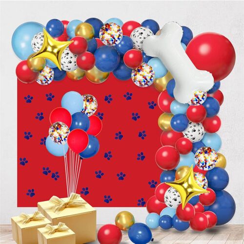 Sjzg-Ballons De Fête Pour Chiens Et Guirlandes Set-Rouge Bleu Et Pattes De Chien Guirlande De Ballons,Ballons Pattes De Chien, Décoration De Fête Pour Mariage/Anniversaire Garçon/Bébé