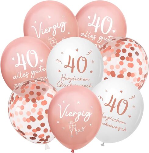 SJZG-Lot De 24 Ballons Décoratifs Pour 40E Anniversaire Pour Fille Et Femme, 40 Ballons D'Anniversaire Pour Petite Amie, Fille, Mère - Or Rose