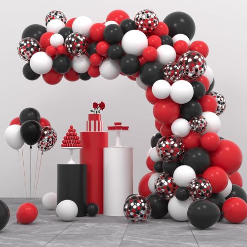 Lot De 109 Ballons De Décoration Arch Et Garland - En Latex Noir Et Blanc - Idéal Pour Une Nouvelle Année, Un Anniversaire De Mariage, Une Fête, Une Remise De Diplôme.