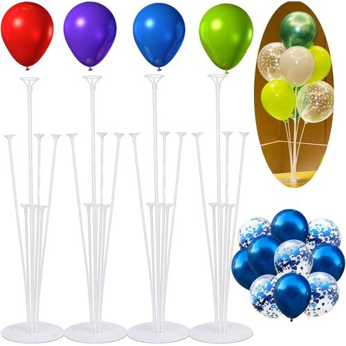 SJZG-4 Pièce Support Ballon,Tiges De Support Ballon Anniversaire,Bâtons De Ballons Réutilisables,Supports De Ballon De Table Plastiques, Pour Décoration De Fête, Décoration D'Anniversaire De Mariage