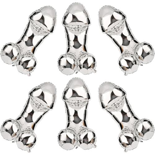 Ensemble De 6 Ballons En Folie Pour Enterrement De Vie De Jeune Fille, Ballons En Forme De Pénis Avec Couleur Laser Amusante, Décorations Pour Douche De Mariée Et Fête De Fiançailles