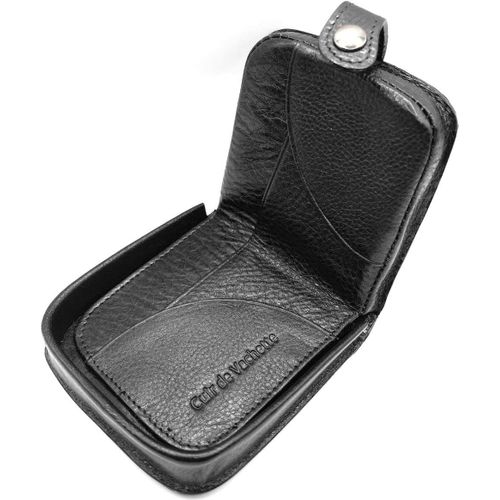 Portefeuille Porte Monnaie Homme - Cuvette Monnaie À Bouton - Pochette Anti Rfid - Compact Et Léger - Cuir Vachette (Cuir Vache, Noir)