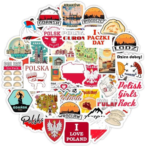 CMJAAGUR-Autocollants Pologne Pour Bouteilles D'Eau Et Ordinateurs Portables - Décorations Et Cadeaux Sur Le Thème Polonais, Vinyle Imperméable - Poland Stickers[M1885]
