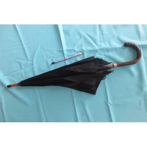 Ancien Parapluie Uni Noir Petite Taille À Restaurer
