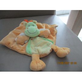 Doudou Plat Dragon Vert Et Orange Nicotoy