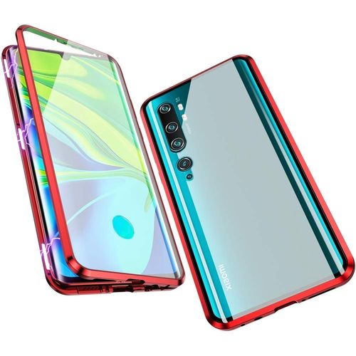 Coque Aimantée Pour Xiaomi Mi Note 10 / Cc9 Pro - Pare-Chocs Métal, Protection 360° Avec Verres Trempés Double Face Transparents, Cadre Aluminium Rouge