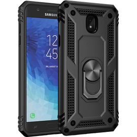 Coque Renforcée Pour Samsung Galaxy J7 (2018) / J7 Star - Bumper Antichoc Style Militaire + 3d Verre Trempé & Support Aimanté, Noir