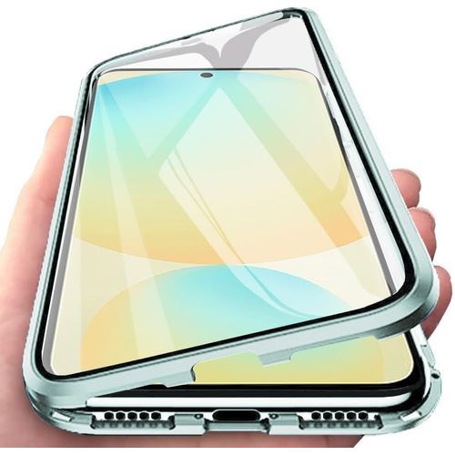 Coque Aimantée Samsung Galaxy S24 Fe - Cadre Métal Ultra-Fin, Verre Trempé 9h Avant Et Arrière, Protection 360° Anti¿Choc Antirayures, Vert