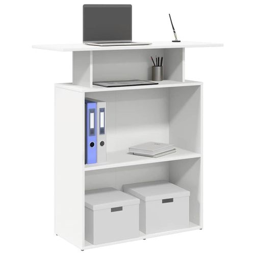 Vidaxl Bureau De Réception Blanc 100x40x104 Cm Bois D'ingénierie